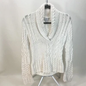 Suéter City DKNY Marfil Tejido por Cable Manga Larga Talla Pequeña Acrílico y Algodón #1495. - Imagen 1 de 10