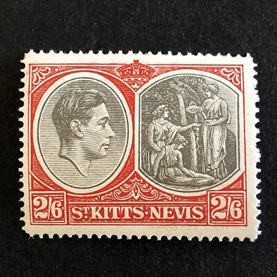 St KITTS & NEVIS 1945- 2/6d STAMP-TWO SHILLINGS & SIXPENCE-GEORGE VI-Sg 76ab-MH - Image 1 of 3