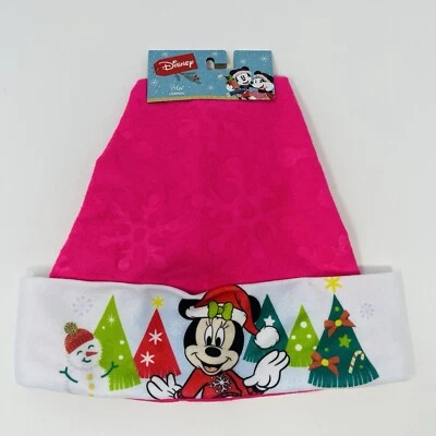 Minnie Mouse Rosa Santa Sombrero Gorra Pom Copo de Nieve Impresión 15x12” Árboles de Navidad NUEVO Foto 1 de 4