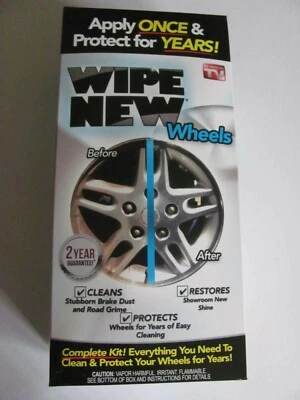 WIPE NEW WHEELS CLEANS RESTORES PROTECTS KIT AS SEEN ON TV  - NEW - Image 1 of 4