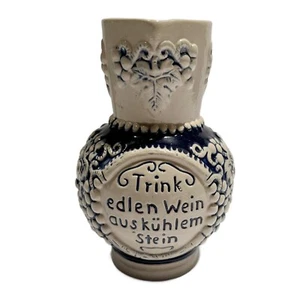 Vintage deutsche Salzglasur Steinzeug Weinkrug Stein Krug Trink Edlen Wein 5,5" - Bild 1 von 6