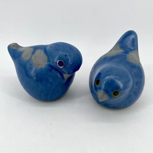 Set 2 Vintage Danmark Pottery MCM Blue Birds Ceramic Figurine Pair Signed - Picture 1 of 13