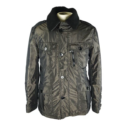 NUEVO Negro EXPRESS Acolchado Estilo Militar Chaqueta/Abrigo Imitación Piel de Oveja Talla L Foto 1 de 4