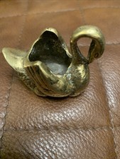 Vintage Brass Swan Ashtray Mini Trinket Match Vest