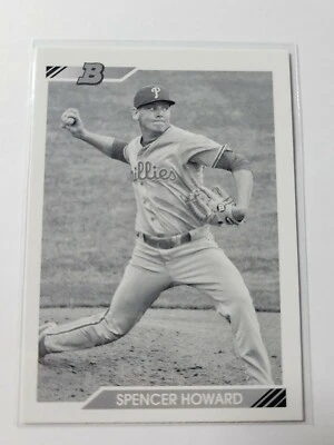2020 Bowman Heritage Spencer Howard Prospect BHP-55 Black & White Phillies RC  - Image 1 of 2