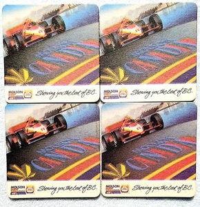 ¡MUY RARO! Juego de 4 posavasos de cerveza canadienses MISPRINT VANCOUVER MOLSON INDY *COMO NUEVOS* - Imagen 1 de 2