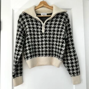 & Other Stories Houndstooth Half-Zip Pullover Sweater Alpaca Wool Blend XS - Picture 1 of 10