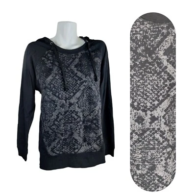 DKNY Hoodie Womens Medium Black Snake Print Long Casual Sleeve Hooded Drawstring - Image 1 of 4