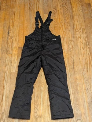 Ski Gear  Snow Bib Youth Size Medium Black Nylon ZIp Up Adjustable Straps - Image 1 of 4