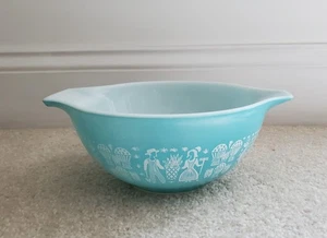 Vintage PYREX Amish Butter Print #442 Turquoise 1-1/2 Qt Mixing Bowl Cinderella - Picture 1 of 7