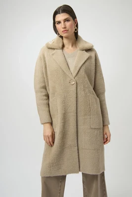 Joseph Ribkoff Notched Collar Long Sleeves Faux Fur Coat 254954 - Image 1 of 4