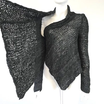 STUNNING WOMENS MUUBAA ALL LEATHER KNIT CARDIGAN JACKET GRANITE GREY XS / S RARE - Image 1 of 4