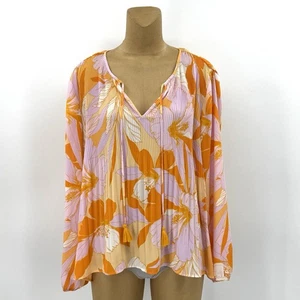 Camisa Top DR2 Daniel Rainn XXL 18/20 Rosa Naranja Acordeón Gasa Borla Para Mujer - Imagen 1 de 12