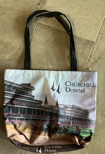 "Bolso de mano grande de lona Churchill Downs pura sangre carreras 17""" - Imagen 1 de 5