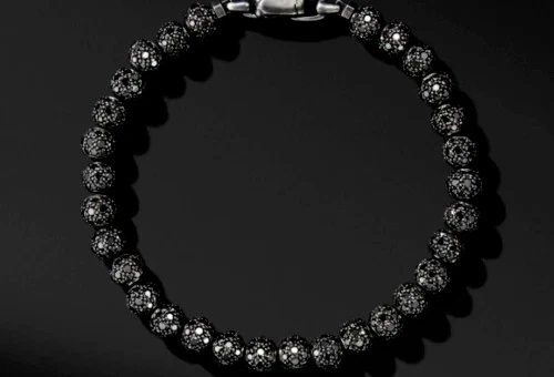 Brazalete para hombre de diamantes negros de corte redondo de 10 quilates con acabado de oro negro de 14 quilates Foto 1 de 3