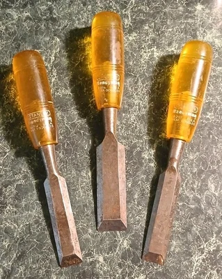 Vintage Stanley USA Handyman Wood Chisels - Lot of 3 - Nice  - Image 1 of 4