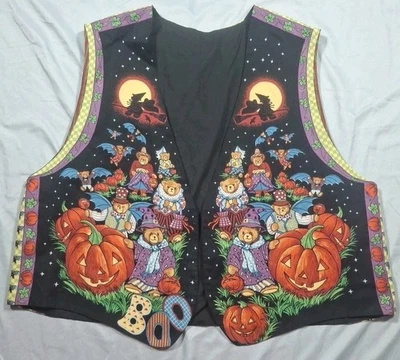 Halloween Vest Handmade with Vintage Fabric.  See Pictures for Measurements - Image 1 of 4