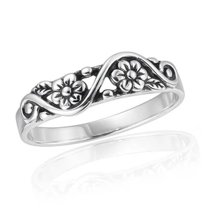 Sweet Swirl Floral Vine .925 Sterling Silver Ring-7 - Picture 1 of 7
