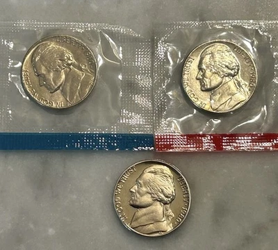 1980 P D S Jefferson Nickel Proof & BU - 3 Coin Lot - Mint Cello - Image 1 of 4