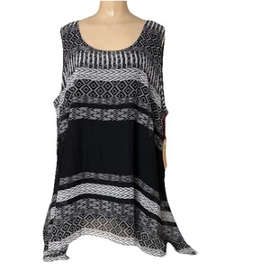 Ruby Rd Womens Tank Top 2X Black White Pattern Sleeveless Lined New - Picture 1 of 13