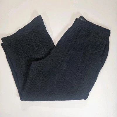 Calça feminina Tahari grande preta elástica fluida perna larga caprichosa gótica resortwear - Imagem 1 de 4