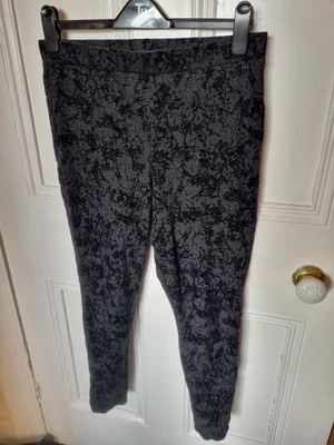 Next Part Velour Burn Out High Waist Black Leggings In Size 14 - L27 - Image 1 of 3