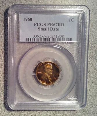 1960 Proof Small Date Lincoln Cent PCGS PR67RD (908) - Image 1 of 2