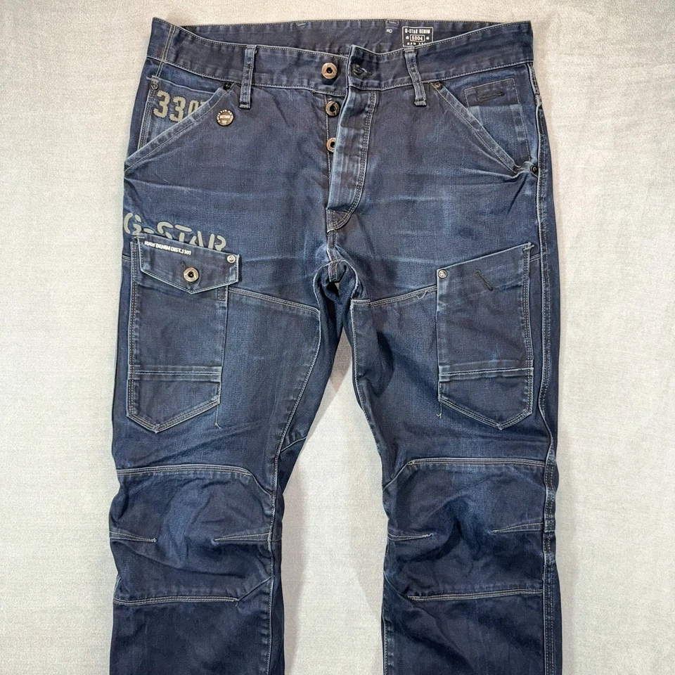 Pantalones de mezclilla G-Star Raw para hombre 36x32 lavado oscuro general 5620 bordado cónico elástico Foto 1 de 4