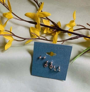 STERLING SILVER DANGLE AND STUD STYLE TINY EARRING SET RETAIL $30-NEW - Picture 1 of 4