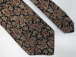 VINTAGE BROOKS BROTHERS MAKERS SILK TIE RED BLUE TAN PAISLEY SMOOTH ITALY 3.5" - Picture 1 of 2