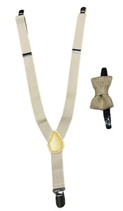 Toddler Tan Suspenders and Bow Tie Set Boy's Wedding Church Dress UP - Picture 1 of 1