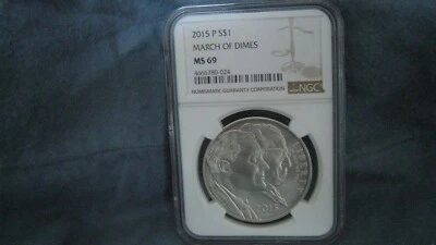 2015 P - March of Dimes Commemorative Silver Dollar - NGC MS 69 - Image 1 of 2