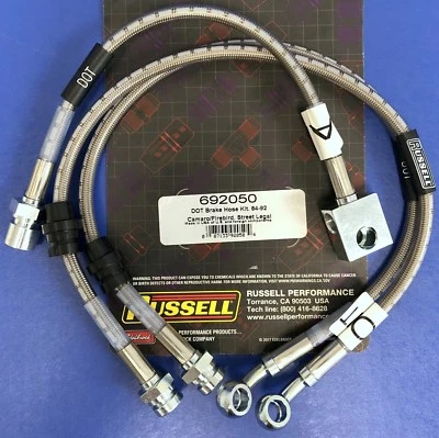 Russell 692050 Stainless Brake Hose Line Kit Camaro Firebird Trans Am 1984-92 - Image 1 of 2