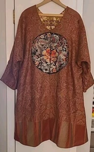 Vintage Jacket Coat Embroidered Toile Reversible Signed Art Chinoiserie XL - Picture 1 of 17