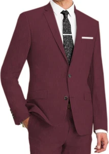 Men 2 Piece Linen Suit Summer Wedding Bestmen Groom Formal Tuxedos 42r 44r 46r - Picture 1 of 16