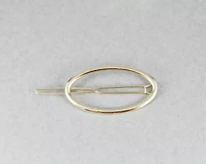 Gold oval barrette outline shape metal hair clip barrette shiny clip oblong - Picture 1 of 7