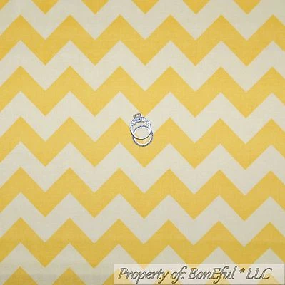 BonEful Fabric FQ Cotton Quilt Yellow Tone CHEVRON Baby Boy Girl Nursery Decor L - Image 1 of 4