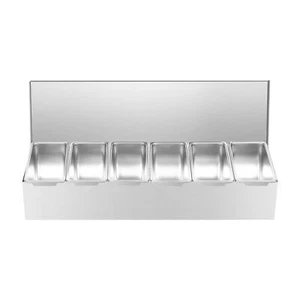 Contenitore ingredienti acciaio inox 6 inserti spezie frutta contenitore contorni contenitore bar - Foto 1 di 23