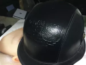 HARLEY DAVIDSON LEATHER UPHOLSTERED HELMET HELMET..ORIGINAL.m NOT APPROVED - Picture 1 of 11