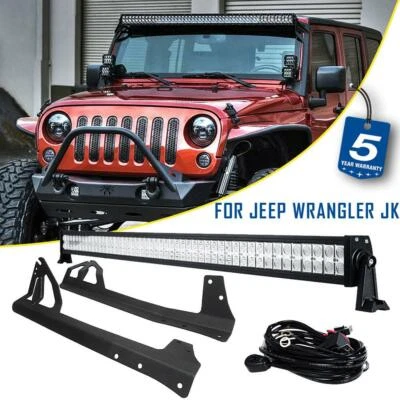 52" 700W LED Light Bar Combo Beam +Roof Mount Bracket for 07-18 Jeep Wrangler JK - Image 1 of 4