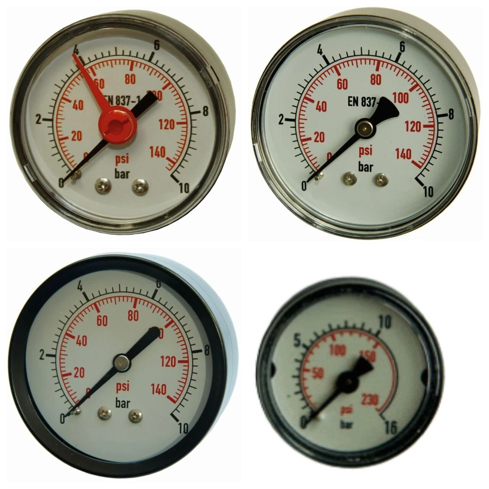 Manometer 25,40,50,63ø Rohrfeder manometer Heizung,Wasser Schwimmbad Vakuumeter - Bild 1 von 1