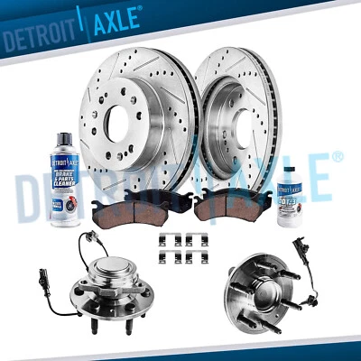 Kit de pastillas de rotores de freno delanteros perforados 2x2 para Chevy Silverado GMC Sierra 1500 Yukon Foto 1 de 4