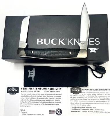 Cuchillos Buck 301 Stockman Buck del mes, BOTM septiembre 2021, arpillera, 1/500, nuevo en caja Foto 1 de 4