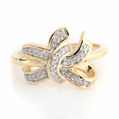 Anillo de alianza de boda con lazo de diamantes naturales de 1/7 quilate en plata de ley 925 maciza Foto 1 de 4