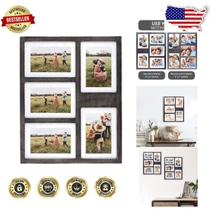 Multi-Functional Rustic Collage Frame - Perfect for 5 Family Photos, Easy Setup - Picture 1 of 11