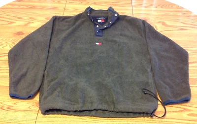 Tommy Hilfiger De Colección Años 90 T Chaqueta Polar a Presión Gris Logo Spellout Bandera Para Hombre Grande Foto 1 de 4