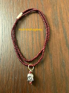 Red Sandal wood Buddhist Amitabha Buddha Lucky Amulet Pendant Beads Necklace - Picture 1 of 1