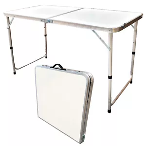 CAMPINGTISCH WEIß 120 x 60cm KLAPPTISCH ALUMINIUM TRAGEGRIFF HÖHENVERSTELLBAR - Bild 1 von 6