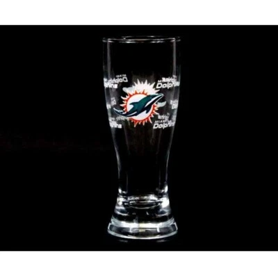 Керамическое прозрачное рюмочное стекло Miami Dolphins Pilsner 2,5 унции официальный товар NFL - Изображение 1 из 4