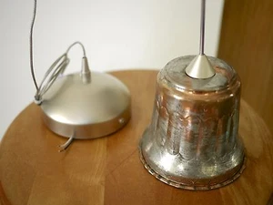Vintage French Country Rustic Primitive Copper Hanging Pendant Light Fixture 4" - Picture 1 of 9